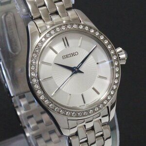 Ladies Seiko Essentials Crystal Studded Bezel Textured Dial 26mm